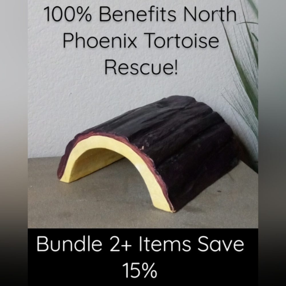 Ceramic Reptile Faux 1/2 Log Hide Shelter House